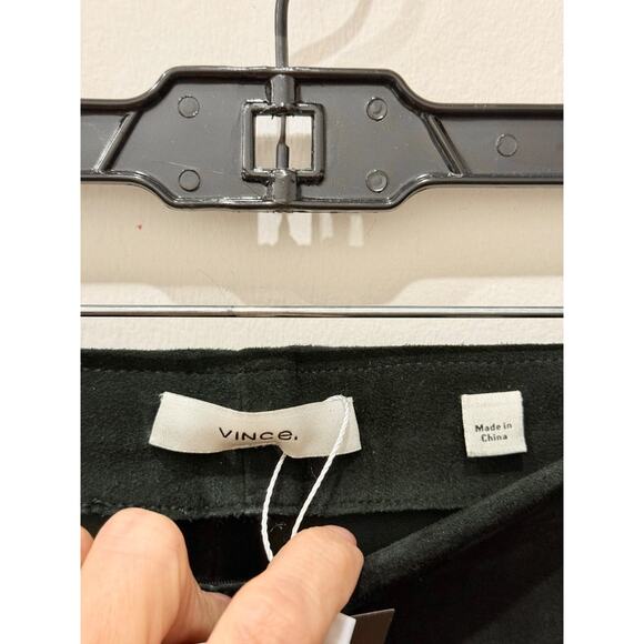 Vince Lamb Leather High Waisted Slim Fit Split Hem Crop Pants Black Women's S - Picture 5 of 6